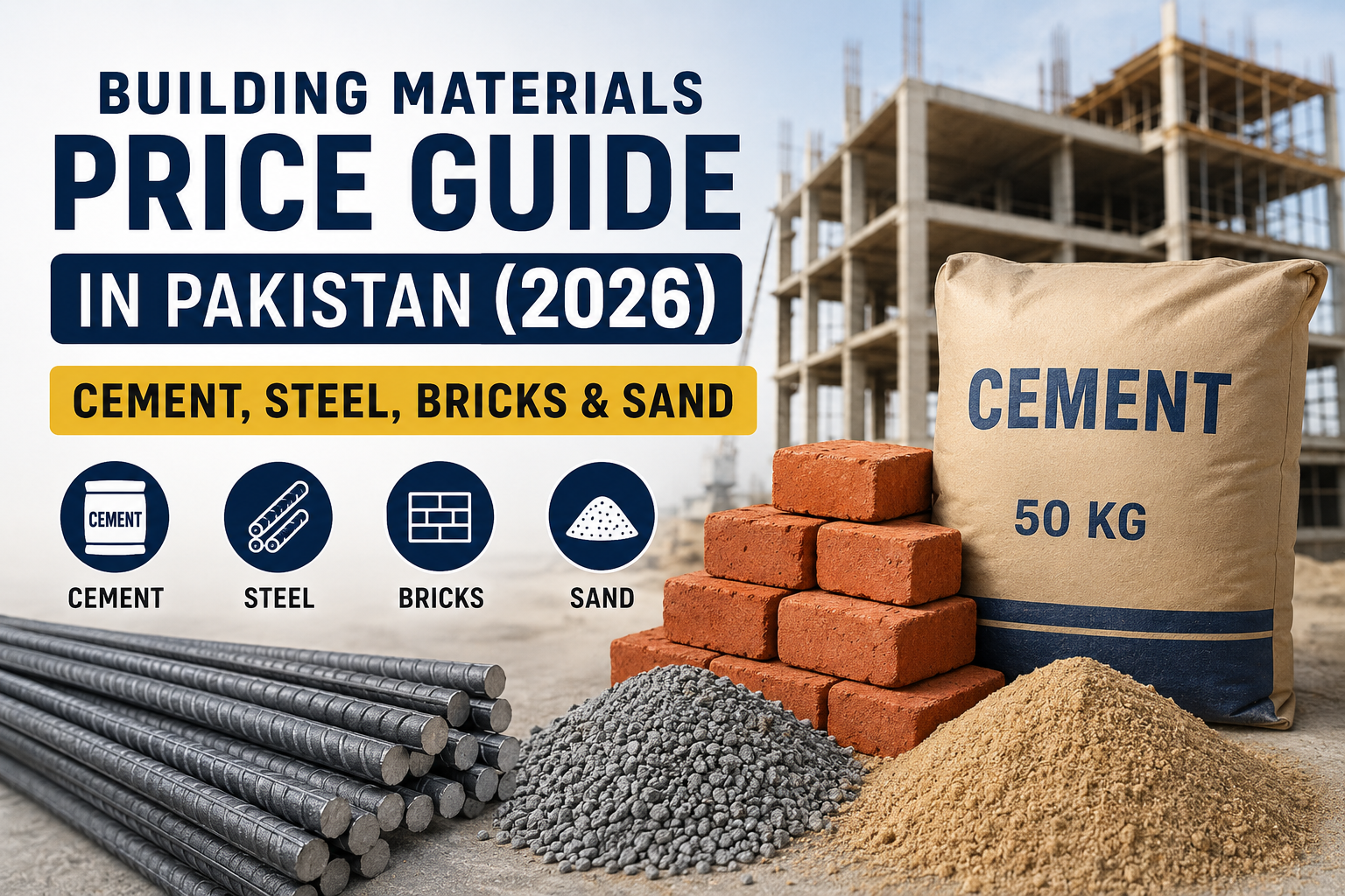 Building Materials Price Guide in Pakistan (2026): Cement, Steel, Bricks & Sand